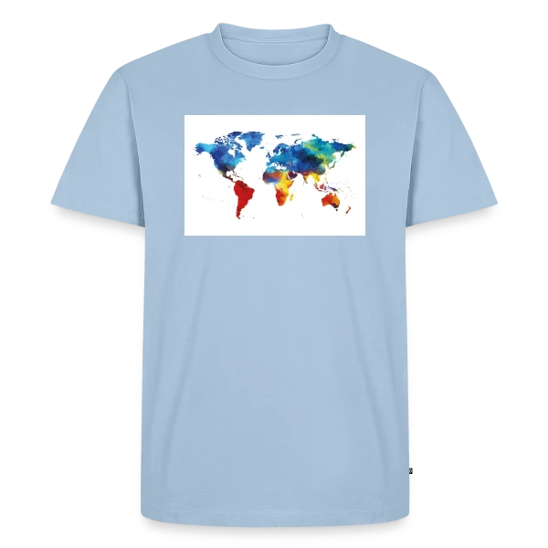 Carte du Monde Aquarelle sur T-shirt Premium bio Homme