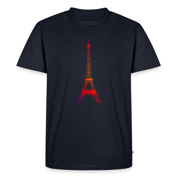 Maquette de T-shirt Premium bio Homme « Tour Eiffel Dégradé » à personnaliser