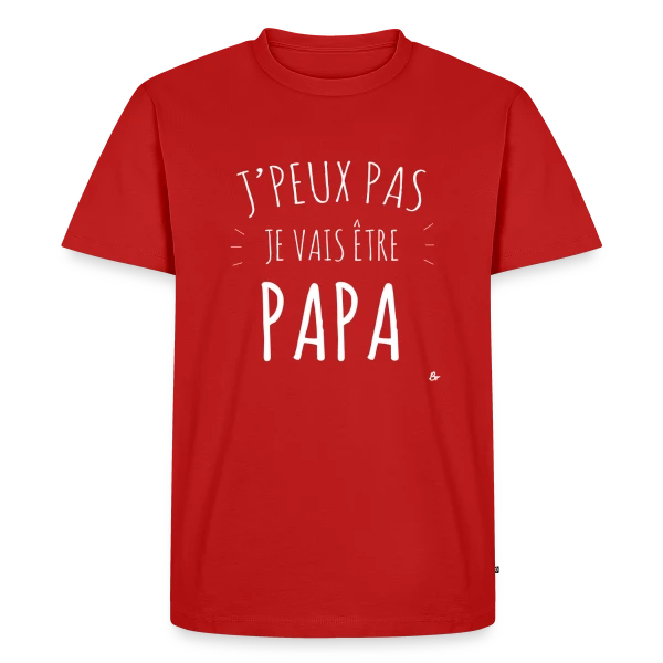 Maquette de T-shirt Premium bio Homme « Futur Papa - J'peux pas je vais être PAPA (Annonce Bébé) » à personnaliser