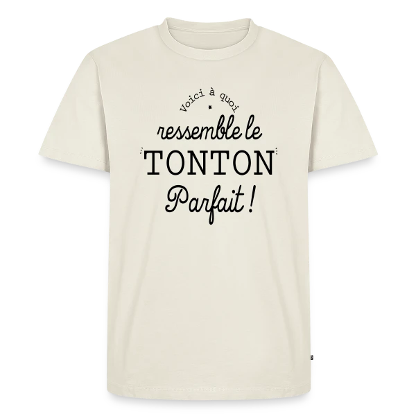 Maquette de T-shirt Premium bio Homme « Tonton Parfait Rétro - L'Élégance Vintage » à personnaliser