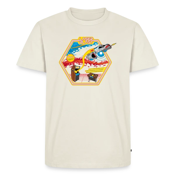 Maquette de T-shirt Premium bio Homme « Explosion Laser : Design Lumineux » à personnaliser