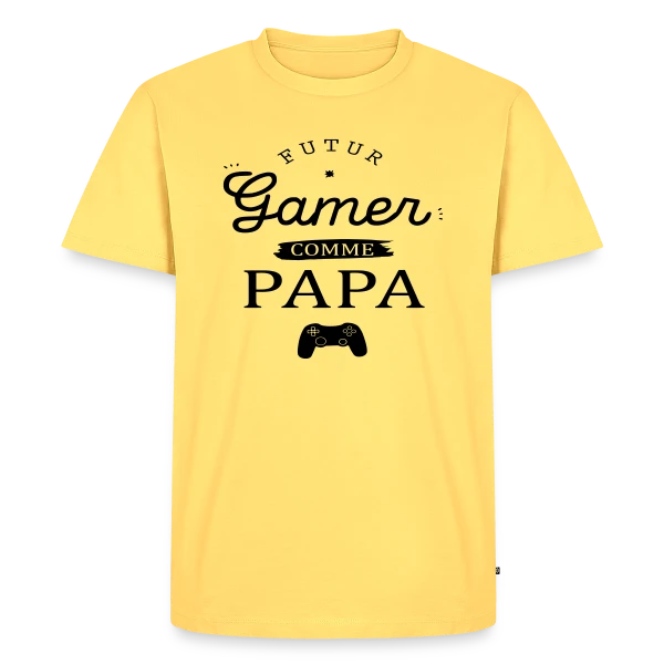 Maquette de T-shirt Premium bio Homme « 'Futur Gamer comme Papa' - Humour Père & Enfant » à personnaliser