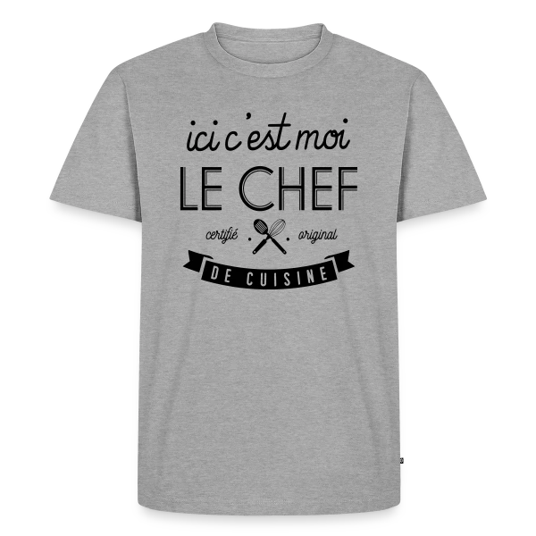 Maquette de T-shirt Premium bio Homme « Ici, C'est Moi le Chef ! » à personnaliser