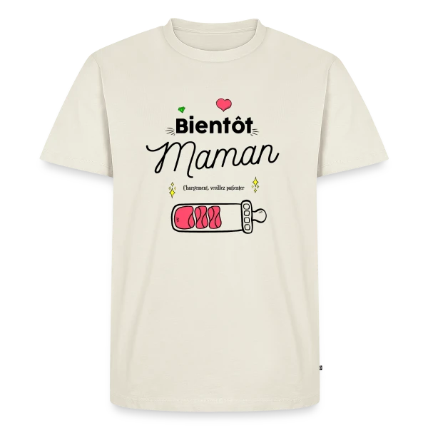 Maquette de T-shirt Premium bio Homme « Future Maman : Mon Cœur Bat Pour Deux » à personnaliser