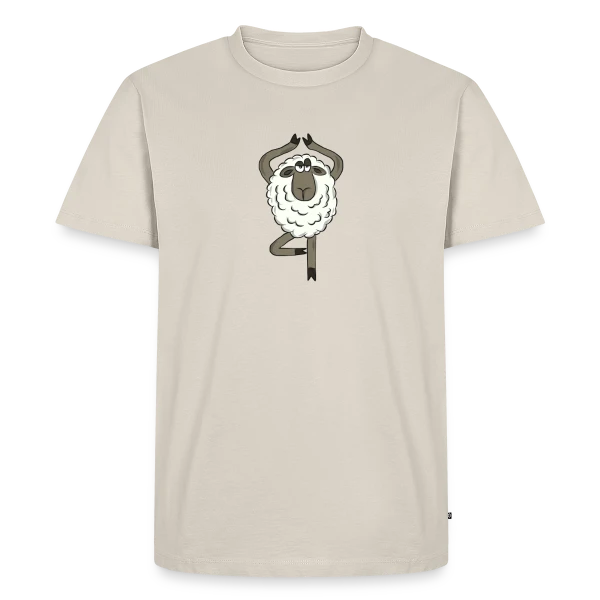 Maquette de T-shirt Premium bio Homme « Mouton Yoga Zen » à personnaliser