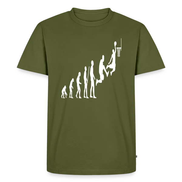 Maquette de T-shirt Premium bio Homme « Évolution du Joueur de Basketball » à personnaliser
