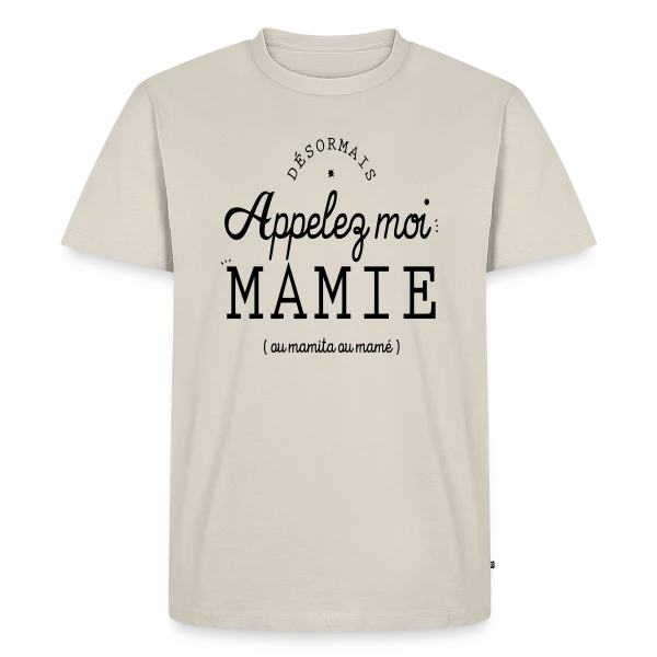Maquette de T-shirt Premium bio Homme « Moi, Nouvelle Mamie ! » à personnaliser
