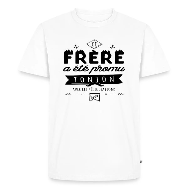 Maquette de T-shirt Premium bio Homme « Bientôt Tonton Génial » à personnaliser