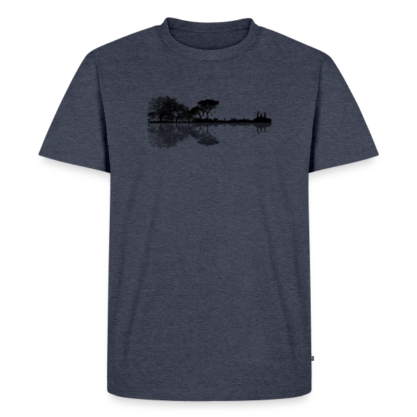 Maquette de T-shirt Premium bio Homme « Guitare Électrique & Paysage Enchanté » à personnaliser
