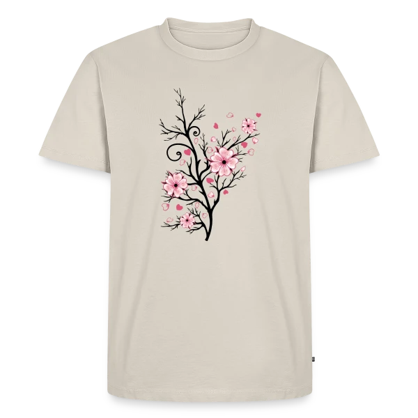 Cerisier Fleuri Cœurs sur T-shirt Premium bio Homme