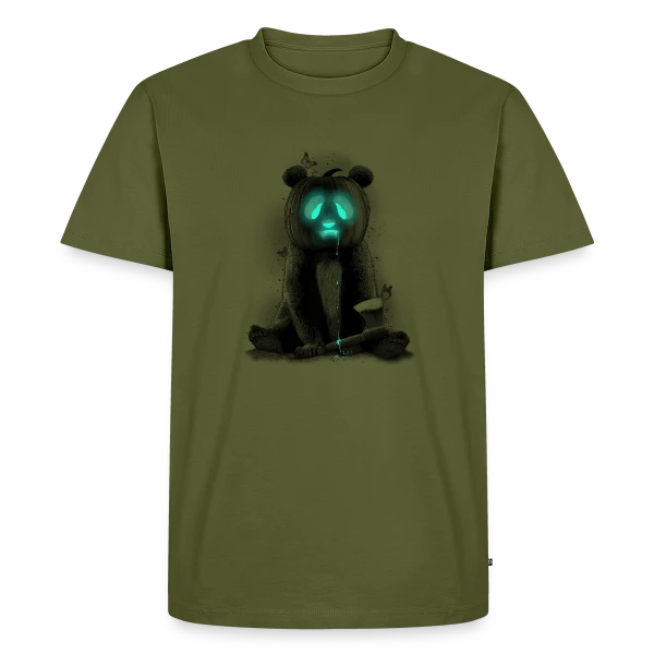 Maquette de T-shirt Premium bio Homme « Pandaloween : Le Panda d'Halloween » à personnaliser