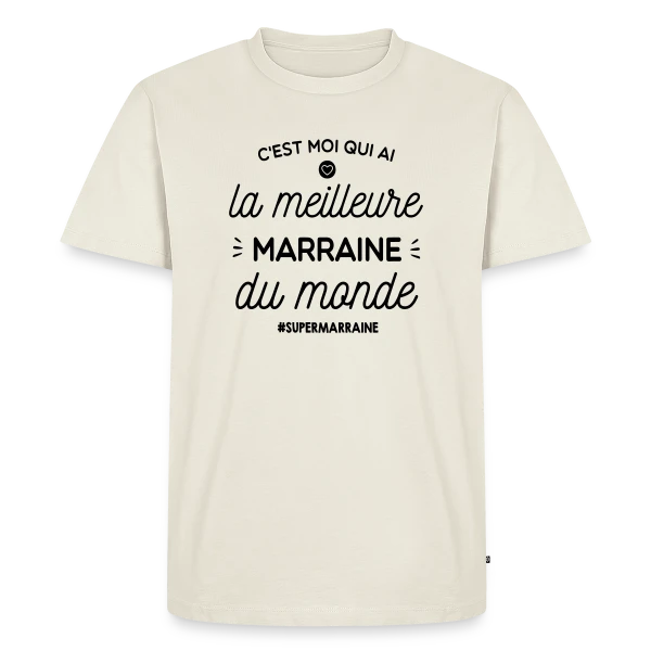 Maquette de T-shirt Premium bio Homme « Ma Super Marraine » à personnaliser