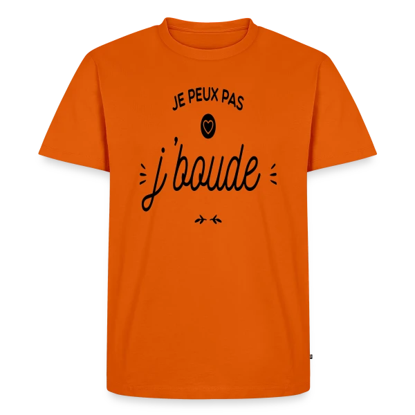 Maquette de T-shirt Premium bio Homme « "Je Peux Pas, Je Boude" Humour » à personnaliser
