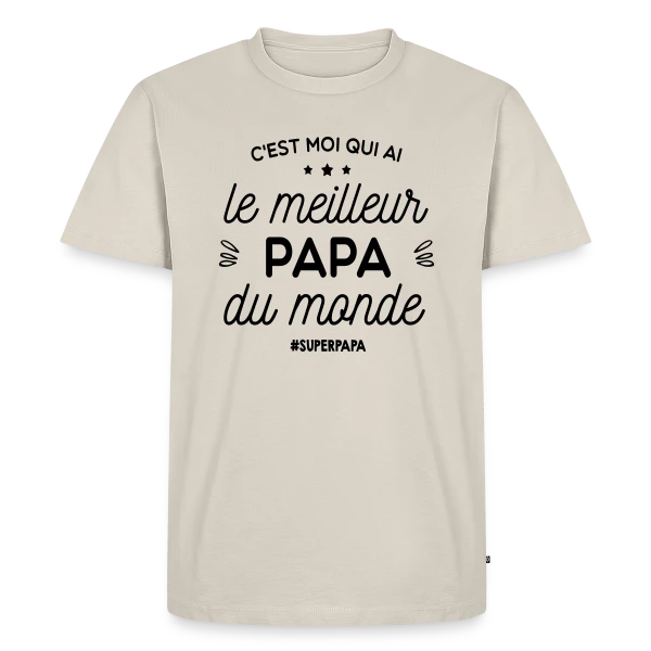 Maquette de T-shirt Premium bio Homme « Le Meilleur Papa du Monde » à personnaliser