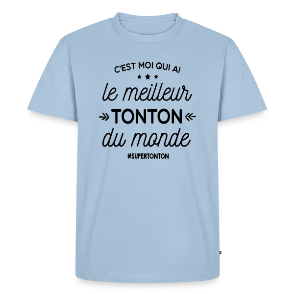Maquette de T-shirt Premium bio Homme « Le Meilleur Tonton du Monde » à personnaliser