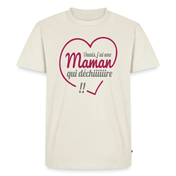 Maquette de T-shirt Premium bio Homme « Maman qui Déchire » à personnaliser