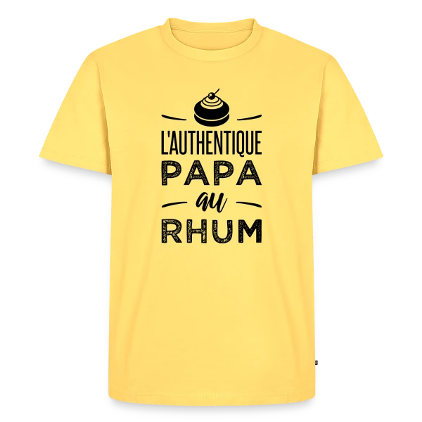 Maquette de T-shirt Premium bio Homme « L'Authentique Papa au Rhum » à personnaliser