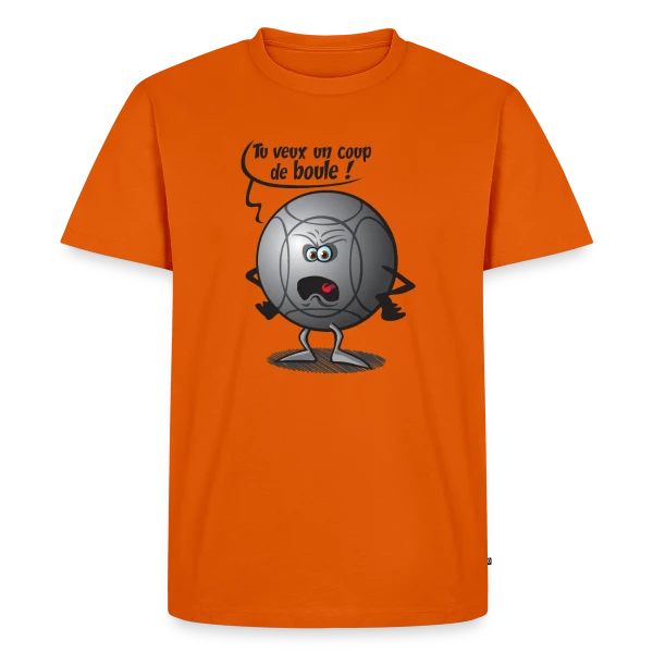 Maquette de T-shirt Premium bio Homme « Le Coup de Boule Gagnant à la Pétanque » à personnaliser