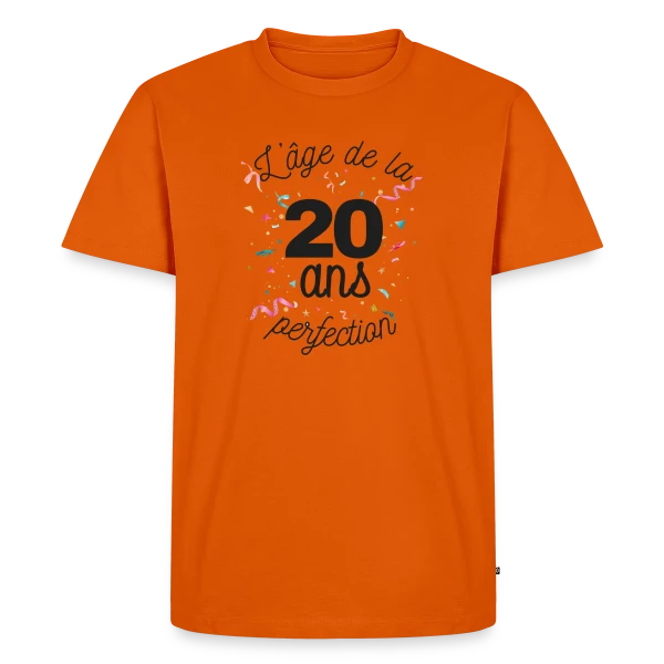 20 Ans : L'Âge de la Perfection sur T-shirt Premium bio Homme