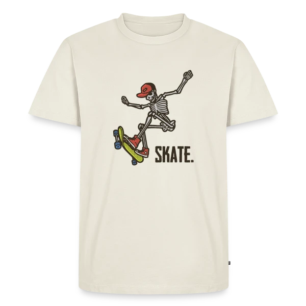 Maquette de T-shirt Premium bio Homme « Skate Squelette Fun » à personnaliser