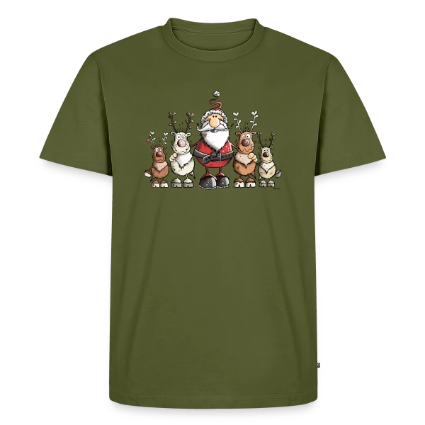 Père Noël entouré de rennes - Scène hivernale sur T-shirt Premium bio Homme