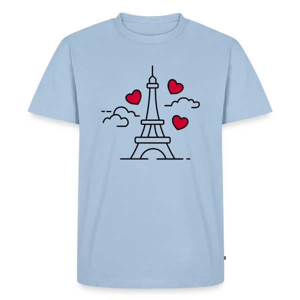 Tour Eiffel Cœurs Volants sur T-shirt Premium bio Homme