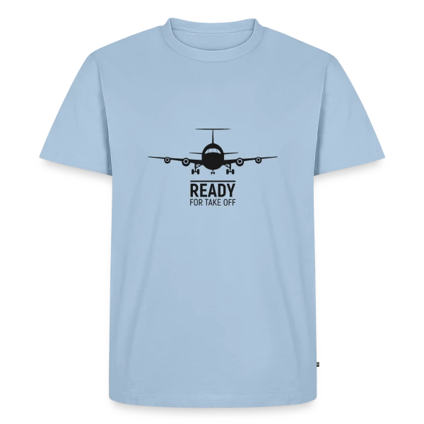 Maquette de T-shirt Premium bio Homme « Prêt au Décollage Avion » à personnaliser