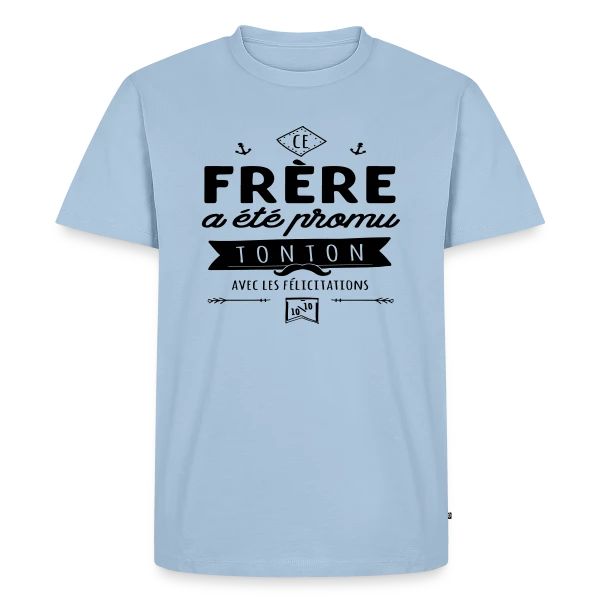 Maquette de T-shirt Premium bio Homme « "Frère Promu Tonton" - Annonce Originale de Grossesse » à personnaliser