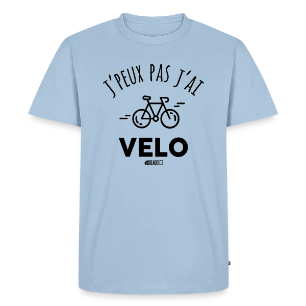 Maquette de T-shirt Premium bio Homme « J'peux Pas, J'ai Vélo ! T-shirt Humour Cycliste » à personnaliser
