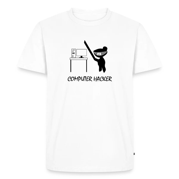 Maquette de T-shirt Premium bio Homme « Codeur Ninja | Humour Hacker » à personnaliser