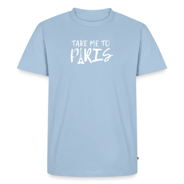 Maquette de T-shirt Premium bio Homme « Paris Minimaliste Blanc » à personnaliser