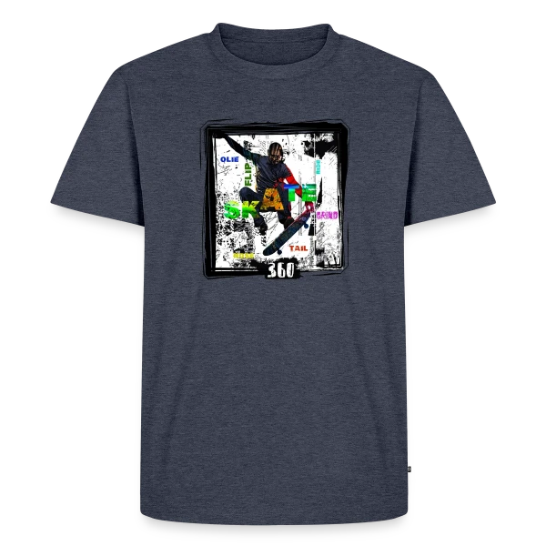 Maquette de T-shirt Premium bio Homme « Skateur en Action L.I.P » à personnaliser