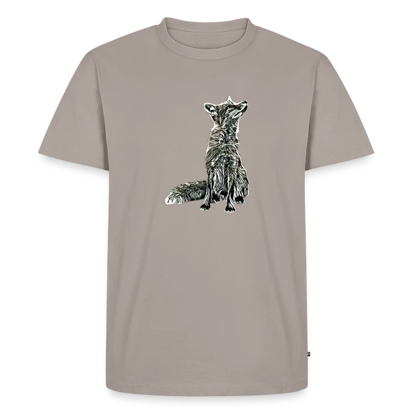 Maquette de T-shirt Premium bio Homme « Renard Réaliste Élégant » à personnaliser