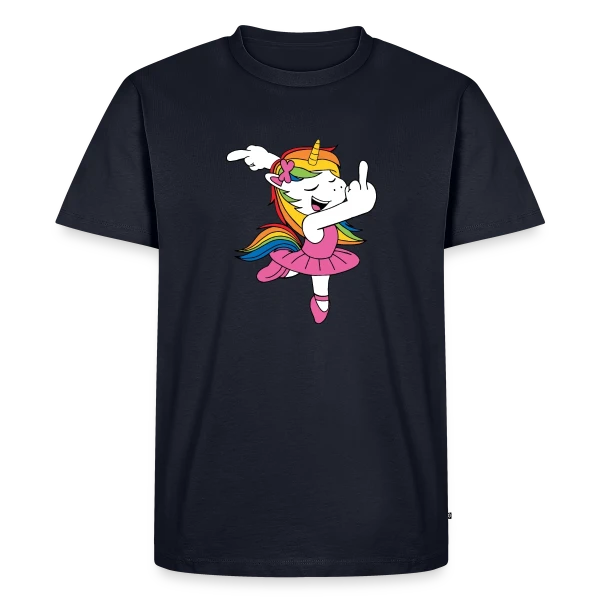 Maquette de T-shirt Premium bio Homme « Licorne Rebelle Danseuse » à personnaliser
