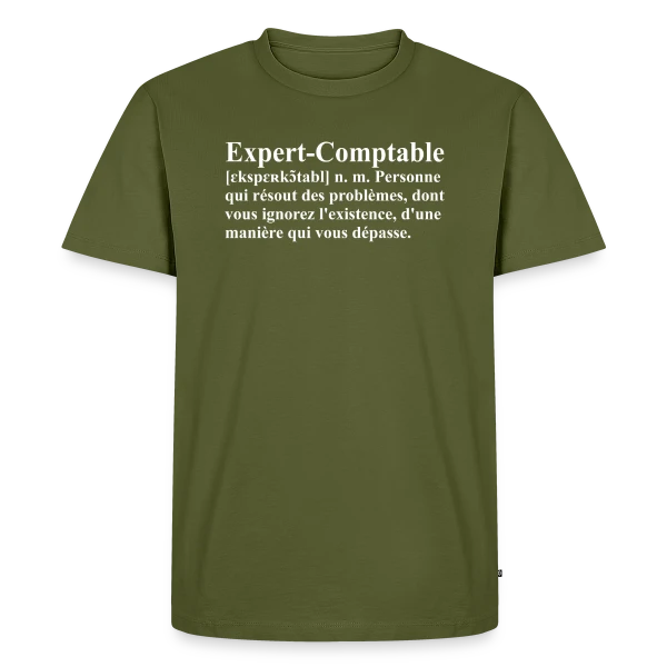 Maquette de T-shirt Premium bio Homme « Définition de l'Expert-Comptable | T-Shirt Humour Métier » à personnaliser
