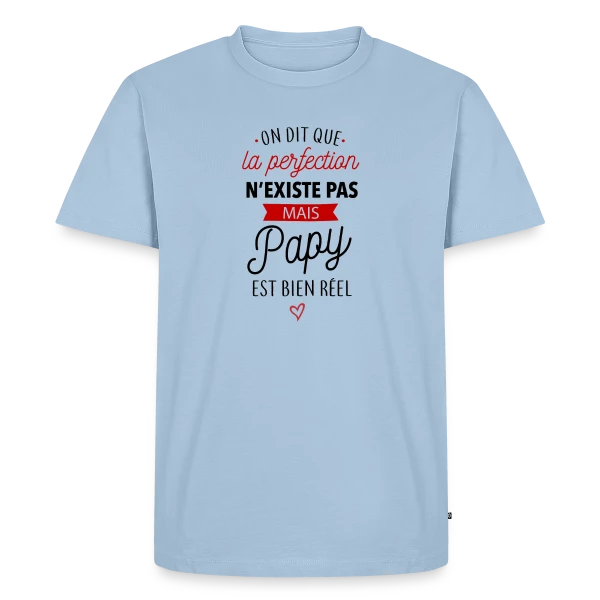 Maquette de T-shirt Premium bio Homme « Papy Parfait : La Perfection Faite Homme » à personnaliser