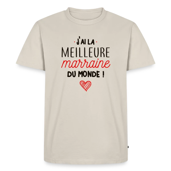 Maquette de T-shirt Premium bio Homme « Ma Marraine, la Meilleure du Monde » à personnaliser