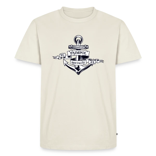 Maquette de T-shirt Premium bio Homme « Paimpol PL 22 Bretagne | T-Shirt Marin Authentique » à personnaliser