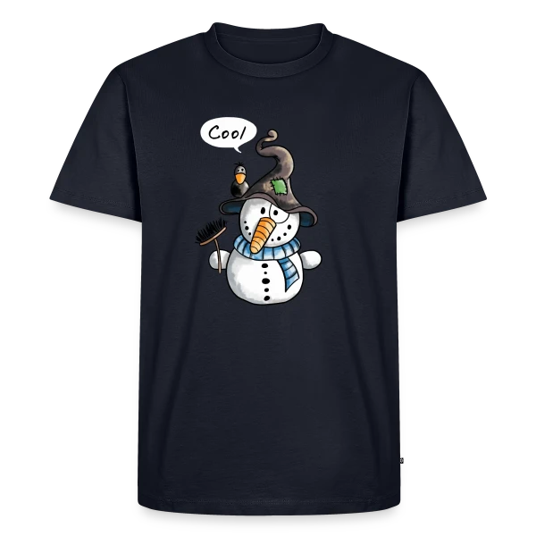 Maquette de T-shirt Premium bio Homme « Bonhomme de Neige Rigolo - Hiver Enchanté » à personnaliser