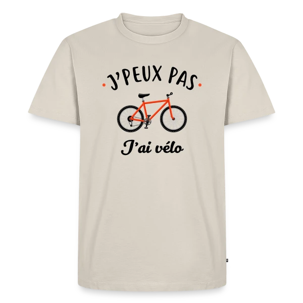 Maquette de T-shirt Premium bio Homme « J'peux Pas J'ai Vélo » à personnaliser