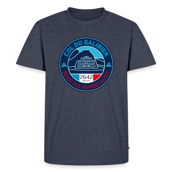 Maquette de T-shirt Premium bio Homme « Col du Galibier - Le Sommet Mythique » à personnaliser
