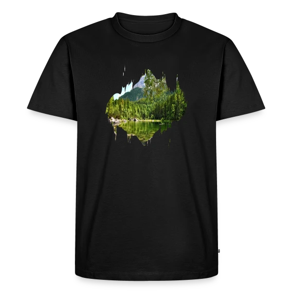 Maquette de T-shirt Premium bio Homme « Paysage Naturel Abstrait Effet Splash » à personnaliser