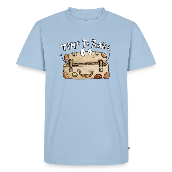 Maquette de T-shirt Premium bio Homme « Time To Travel : L'Appel de l'Aventure » à personnaliser