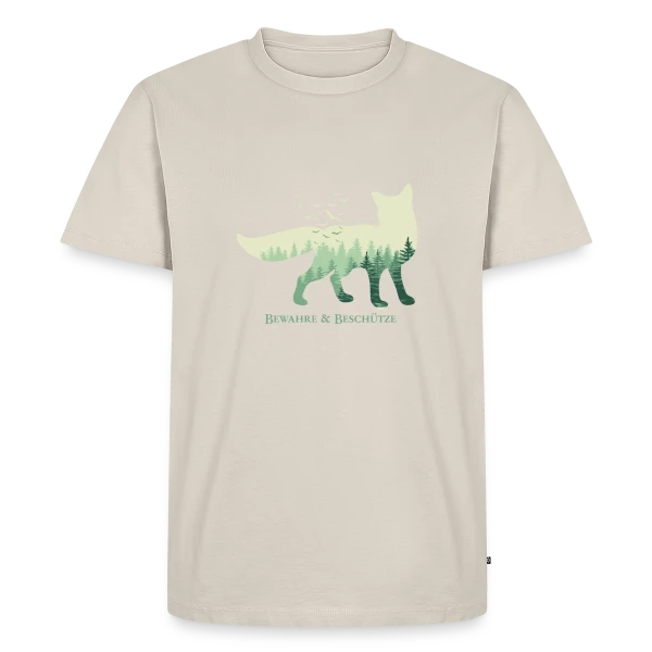 Maquette de T-shirt Premium bio Homme « Renard Forêt Mystique » à personnaliser