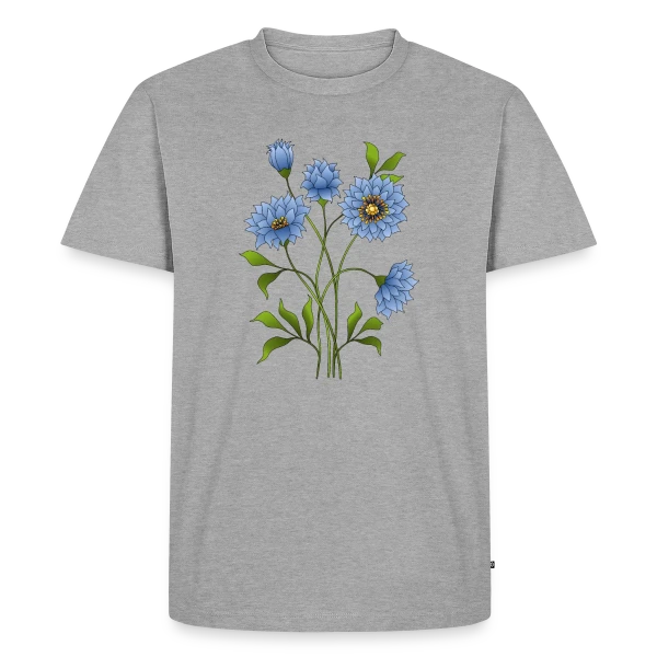 Maquette de T-shirt Premium bio Homme « Éclat Floral Bleu » à personnaliser