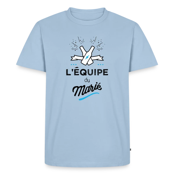 Maquette de T-shirt Premium bio Homme « EVG L'Équipe du Marié » à personnaliser