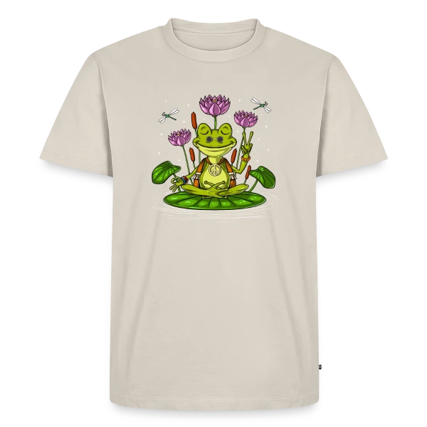 Maquette de T-shirt Premium bio Homme « Grenouille Zen Hippie » à personnaliser