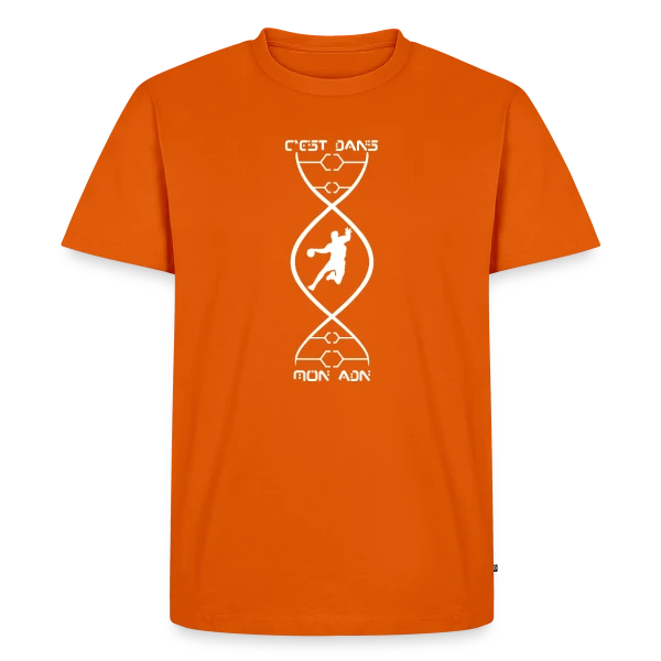 Maquette de T-shirt Premium bio Homme « ADN Handball Homme - Fierté Sportive » à personnaliser