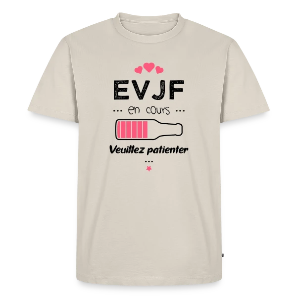 Maquette de T-shirt Premium bio Homme « EVJF en Folie ! » à personnaliser