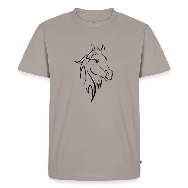 Maquette de T-shirt Premium bio Homme « Tête de Cheval Stylisée » à personnaliser